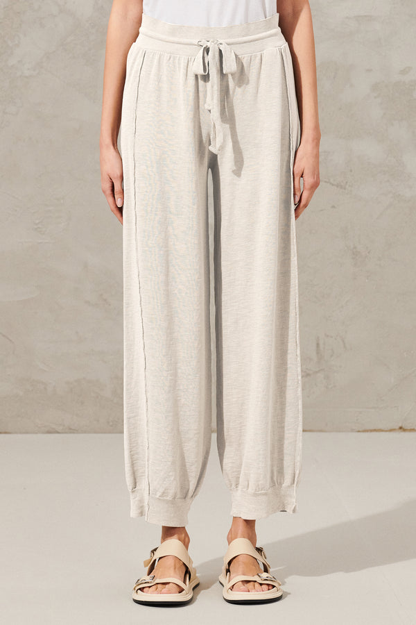 Pantalone comfort fit con coulisse in maglia di cotone fiammato | 1011.CFDTRW5404.01