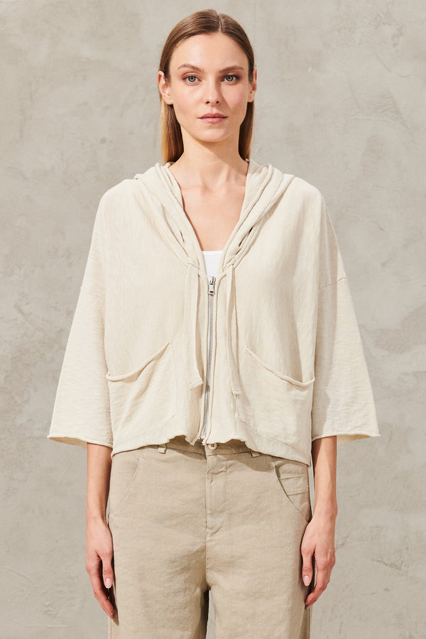 Hooded jacket in slub cotton knit | 1011.CFDTRW5405.01
