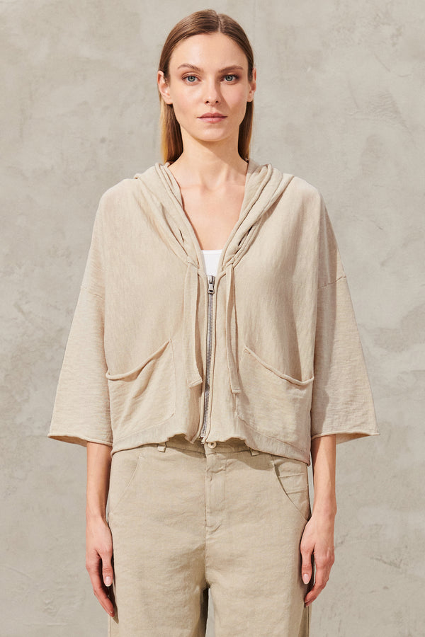 Hooded jacket in slub cotton knit | 1011.CFDTRW5405.21