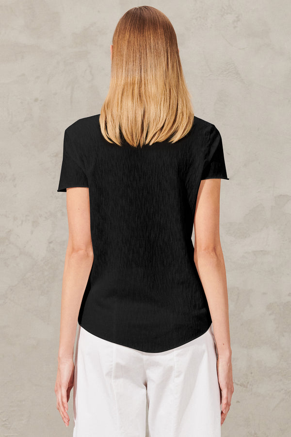 Slub cotton v neck knitted  t-shirt | 1011.CFDTRW5406.10