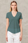 Slub cotton v neck knitted  t-shirt | 1011.CFDTRW5406.25