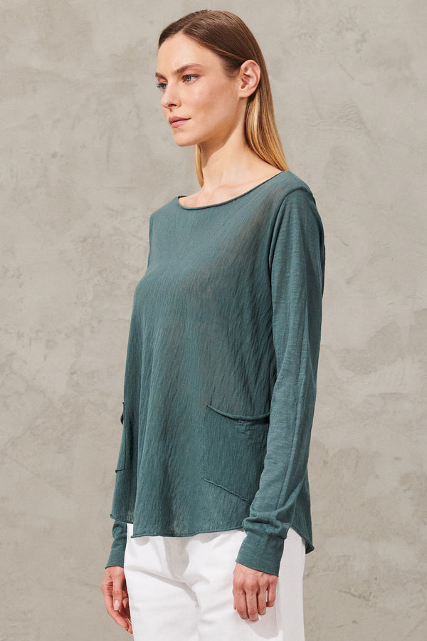 Slub cotton knitted long sleeve t-shirt with pocket | 1011.CFDTRW5407.10