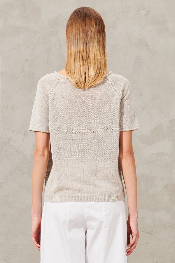 T-shirt à manches courtes raglan en maille de lin et coton | 1011.CFDTRW8437.121
