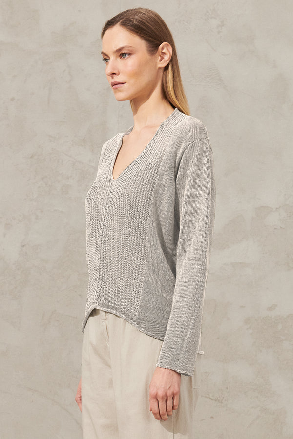 V-neck linen and cotton knit | 1011.CFDTRW9441.121