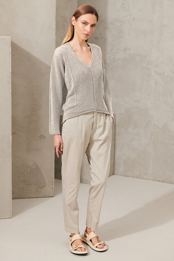 V-neck linen and cotton knit | 1011.CFDTRW9441.121