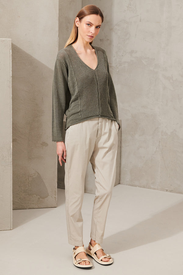 V-neck linen and cotton knit | 1011.CFDTRW9441.12