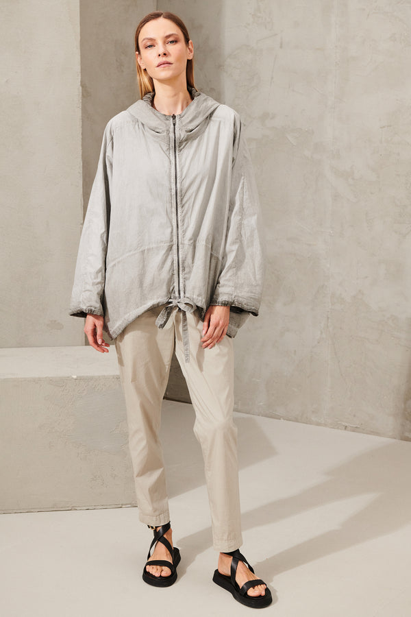 Fade over hooded reversible outwear with kimono sleeve in linen checked blend and cotton inside | 1011.CFDTRWC122E.112