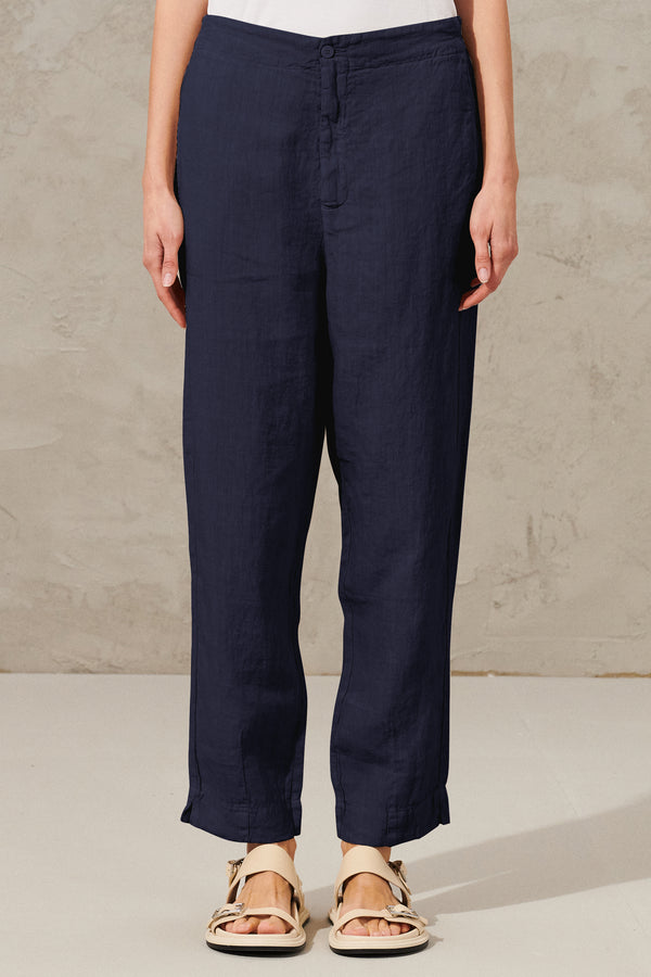 Pantalone comfort fit in lino. dietro con elastico in vita | 1011.CFDTRWD132.05