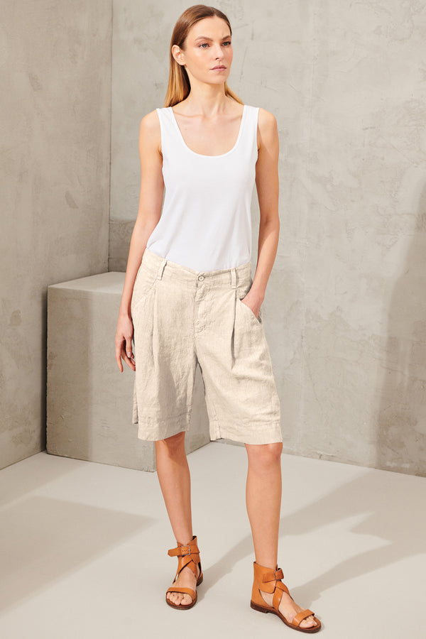 Comfort fit linen bermuda shorts | 1011.CFDTRWD133.21