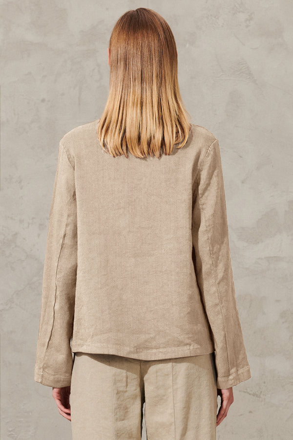 Double-breasted comfort fit jacket in linen and stretch viscose | 1011.CFDTRWF151.21