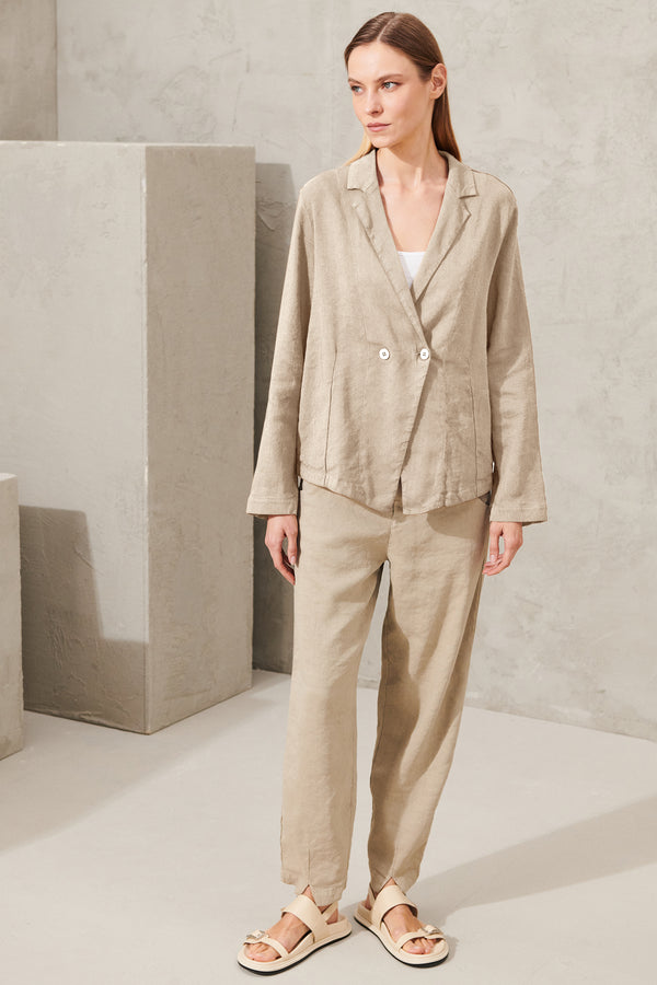 Double-breasted comfort fit jacket in linen and stretch viscose | 1011.CFDTRWF151.21