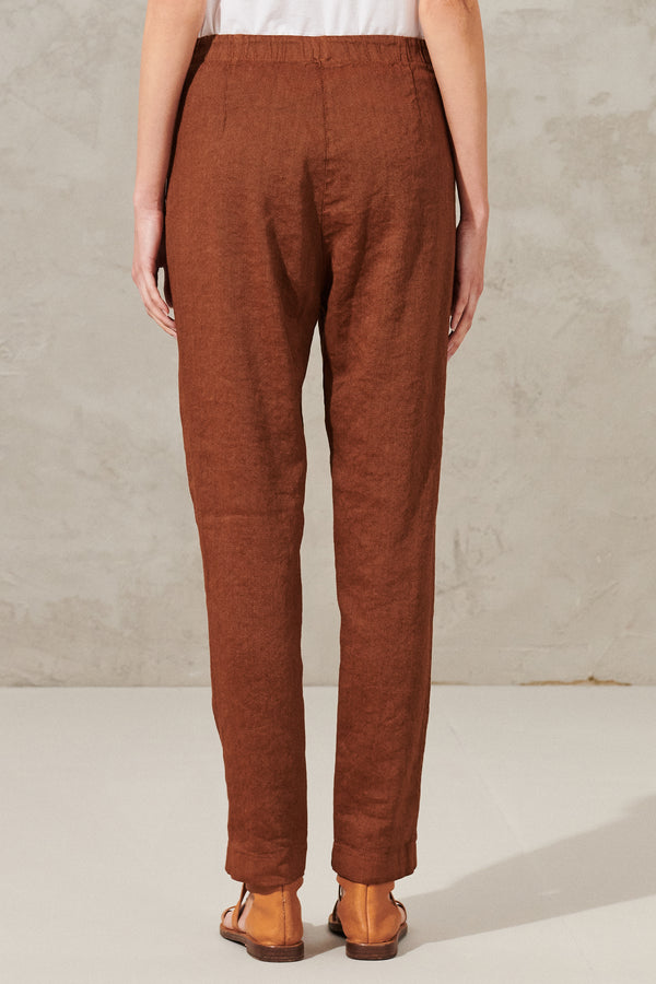 Regular fit trousers in stretch linen and viscose with elastic waist | 1011.CFDTRWF152.03