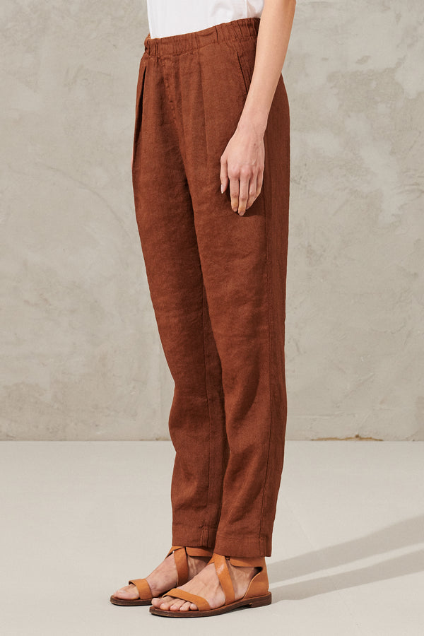Regular fit trousers in stretch linen and viscose with elastic waist | 1011.CFDTRWF152.03