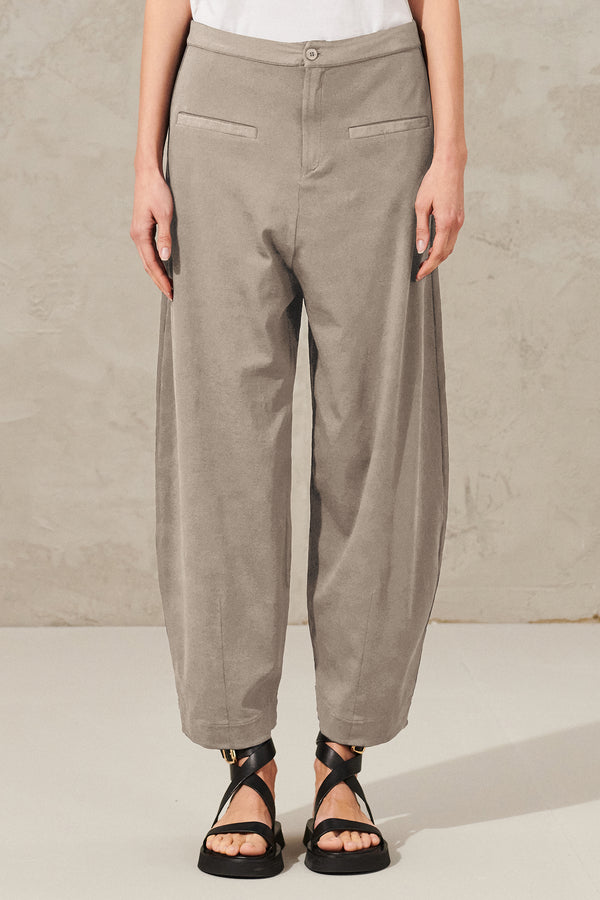 Comfort-fit trousers in stretch cotton jersey rib | 1011.CFDTRWJ191.12