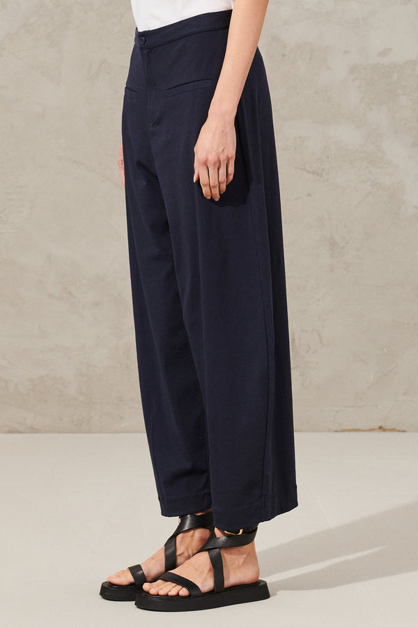 Comfort-fit trousers in stretch cotton jersey rib | 1011.CFDTRWJ191.05