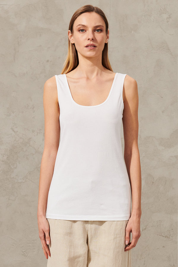 Slim fit tank top in stretch cotton jersey | 1011.CFDTRWJ193.00