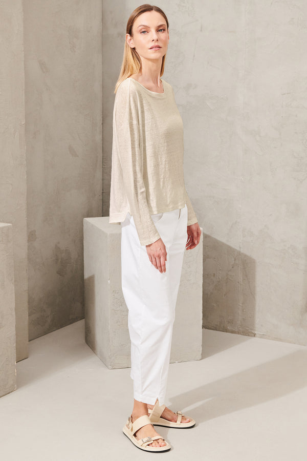 Long sleeve overshirt in linen jersey with viscose inserts. small buttons on the back | 1011.CFDTRWK202.21