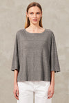 Oversize 3/4 sleeve t-shirt in linen jersey. mother-of-pearl buttons on the back | 1011.CFDTRWK203.12