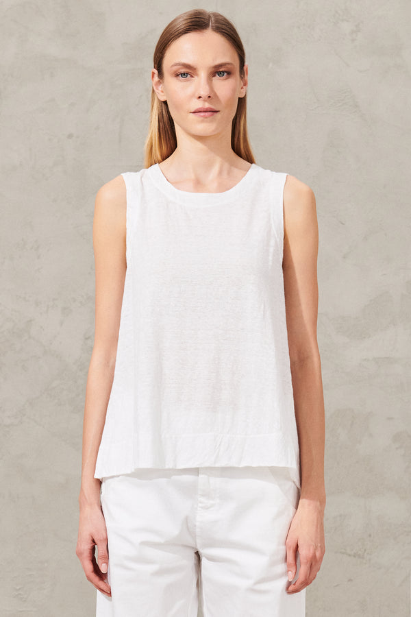 Linen jersey top with rounded bottom and back bellows | 1011.CFDTRWK205.00