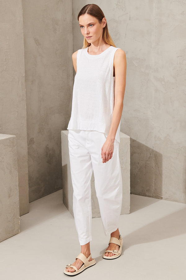 Linen jersey top with rounded bottom and back bellows | 1011.CFDTRWK205.00