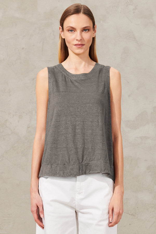 Linen jersey top with rounded bottom and back bellows | 1011.CFDTRWK205.12