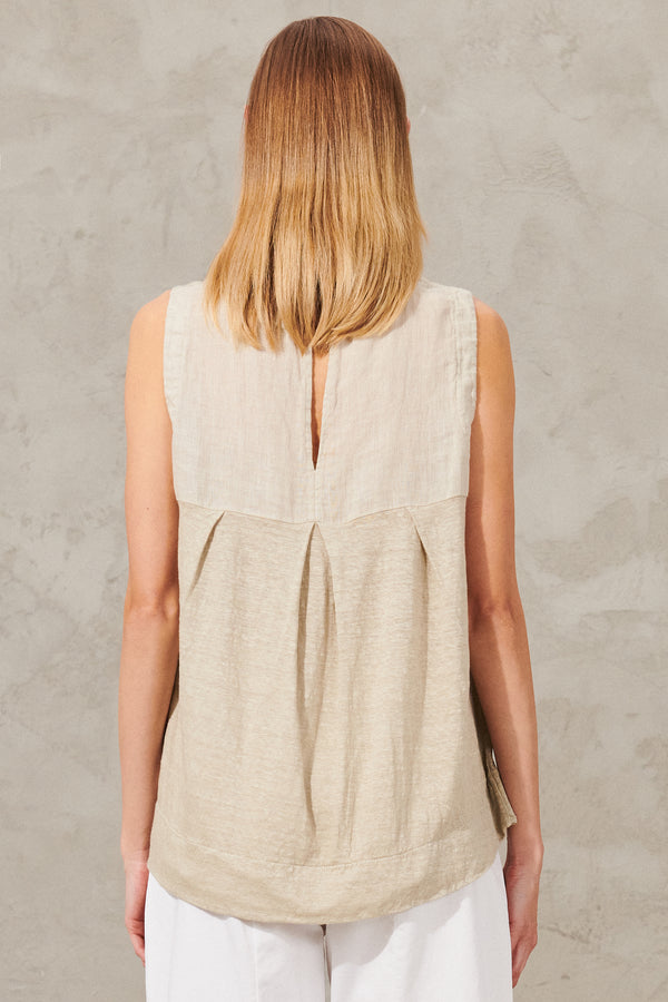 Linen jersey top with rounded bottom and back bellows | 1011.CFDTRWK205.21