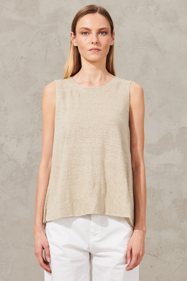 Linen jersey top with rounded bottom and back bellows | 1011.CFDTRWK205.21