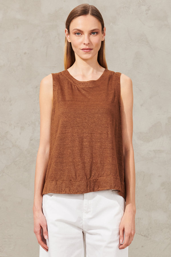 Linen jersey top with rounded bottom and back bellows | 1011.CFDTRWK205.03