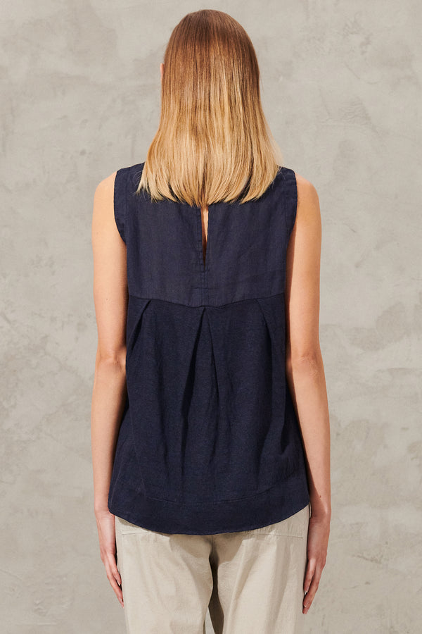 Linen jersey top with rounded bottom and back bellows | 1011.CFDTRWK205.05