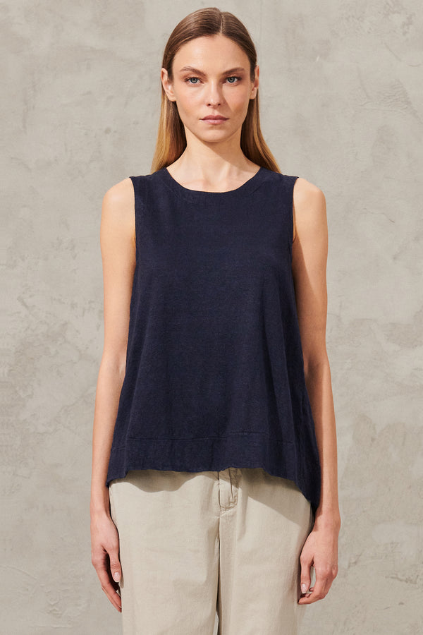 Linen jersey top with rounded bottom and back bellows | 1011.CFDTRWK205.05