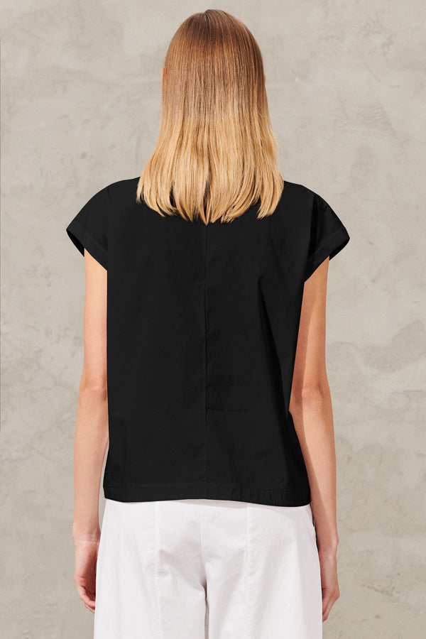Short oversized shirt in stretch cotton poplin | 1011.CFDTRWM222.10