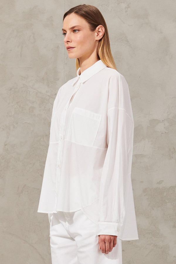 Long-sleeved overshirt in stretch cotton poplin | 1011.CFDTRWM224.00