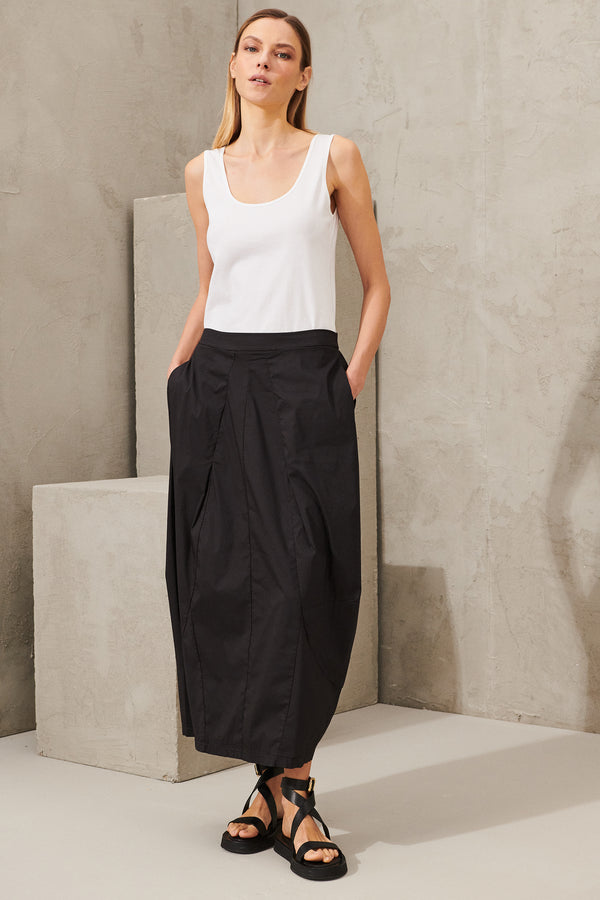 Stretch cotton rounded skirt with elastic on then back | 1011.CFDTRWM226.10