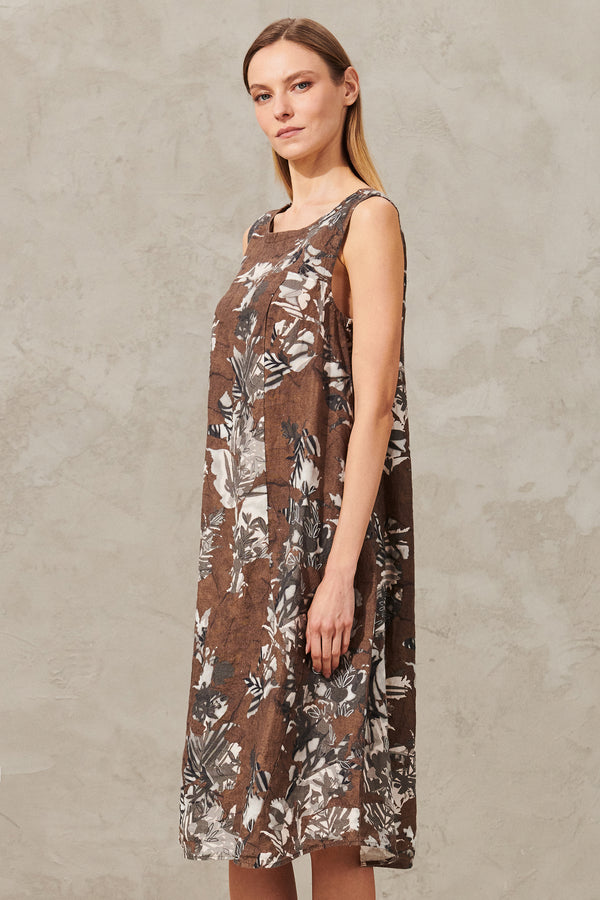 Sleeveless linen dress with floral print | 1011.CFDTRWR271.06