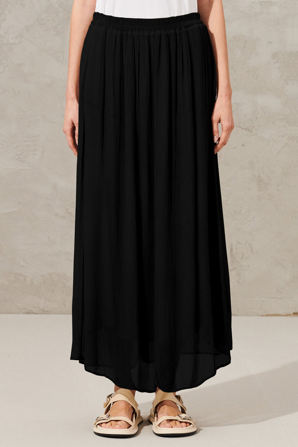 Long flared skirt with elastic waist in  viscose crepe | 1011.CFDTRWS287.10