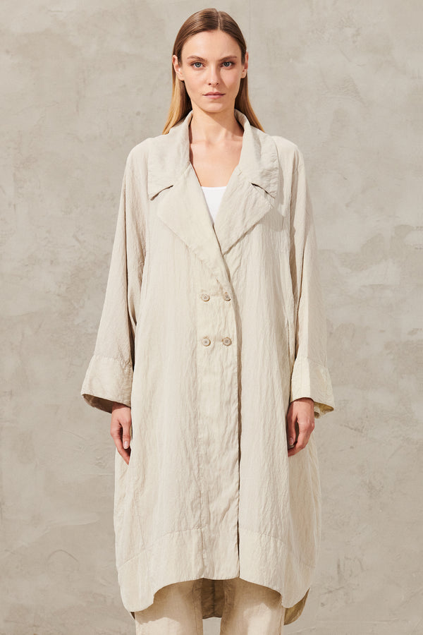 Trench coat oversize kimono sleeves in silk voile and nylon | 1011.CFDTRWV312.21
