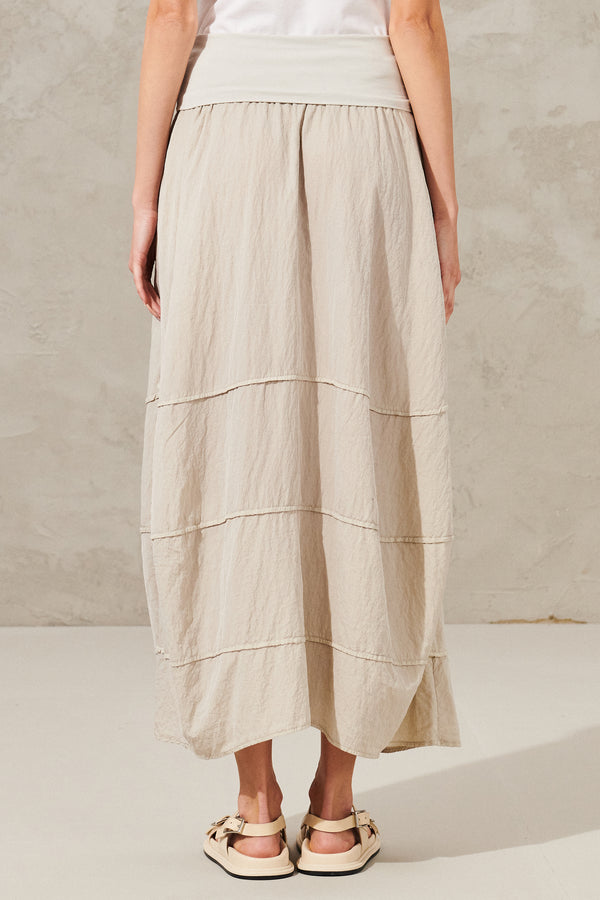 Long skirt in silk and nylon with stitched flounces and jersey band at the waist | 1011.CFDTRWV314.21