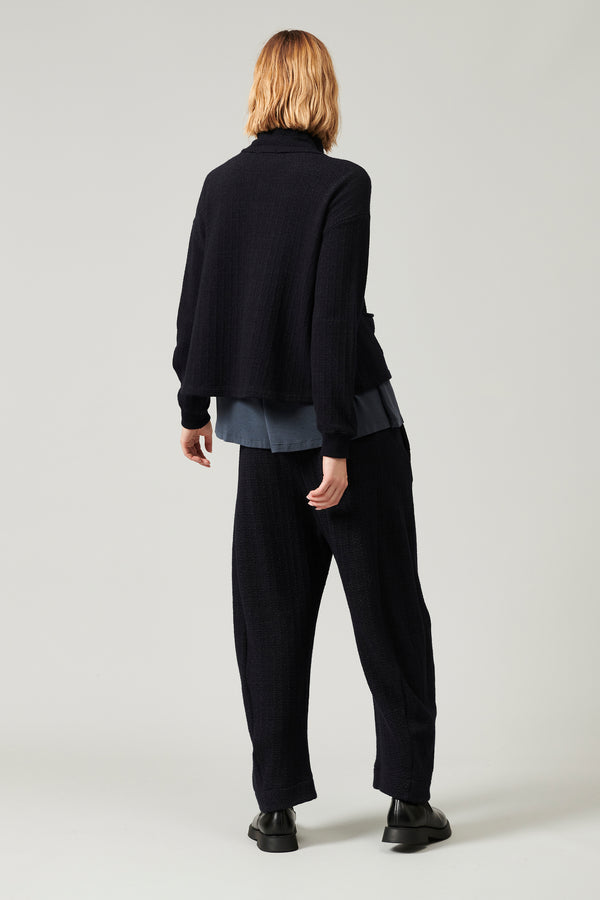 Pull zippé en jacquard de laine et viscose à micro-motif | 1013.CFDTRY7425.05