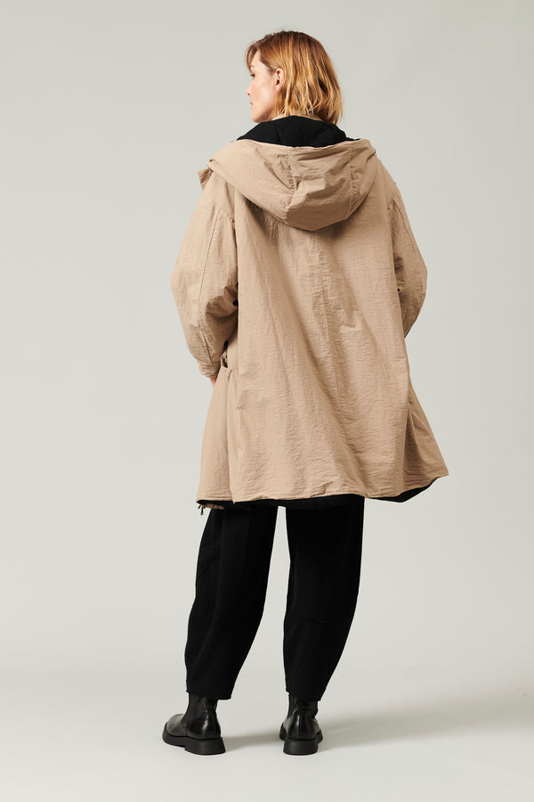 Blouson zippé à grande capuche en coton mélangé doublé en drap de laine | 1013.CFDTRYT291.22