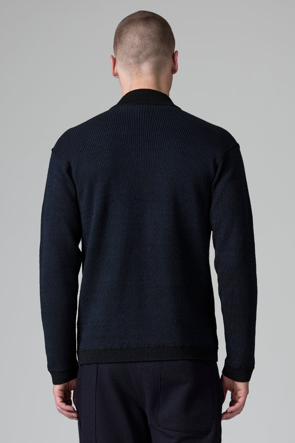 Veste zippée coupe régulière en laine vierge et lin côtelé | 1016.CFUTRB15502.U305