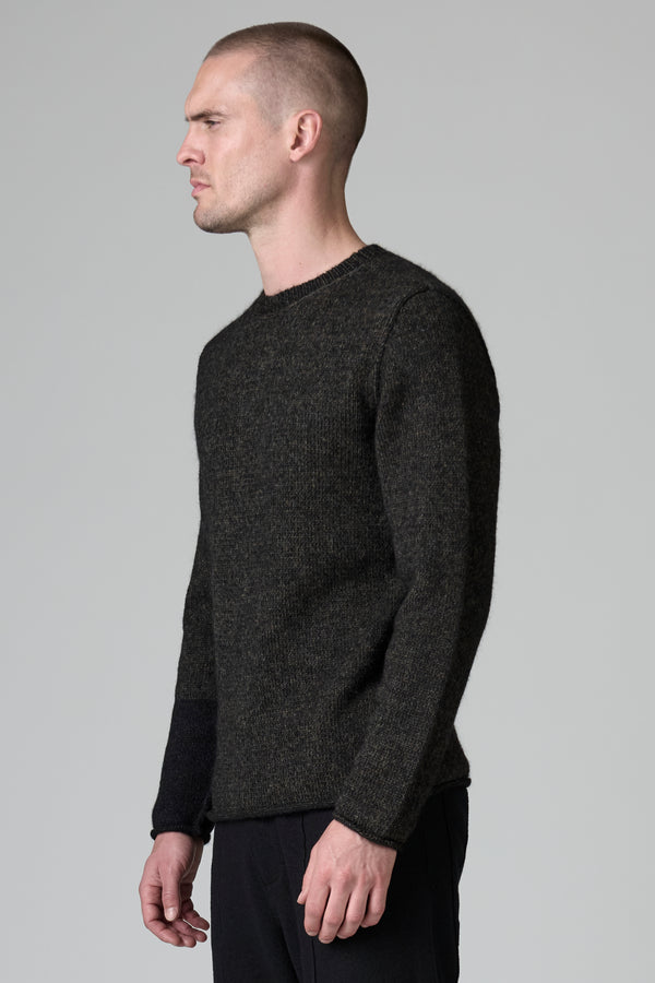 Regular-fit vanisé round-neck jumper in wool and alpaca with contrasting colour inserts | 1016.CFUTRB19540.U304