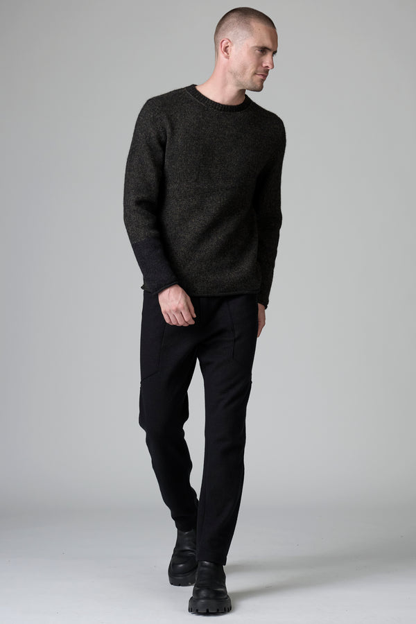 Regular-fit vanisé round-neck jumper in wool and alpaca with contrasting colour inserts | 1016.CFUTRB19540.U304
