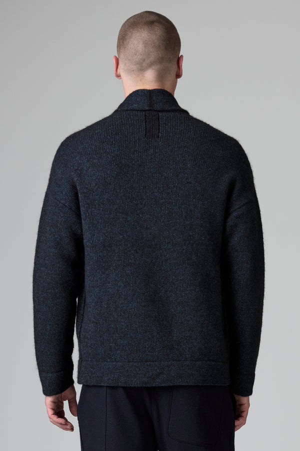 Cardigan à vanisé en laine et alpage avec col châle | 1016.CFUTRB19543.U308