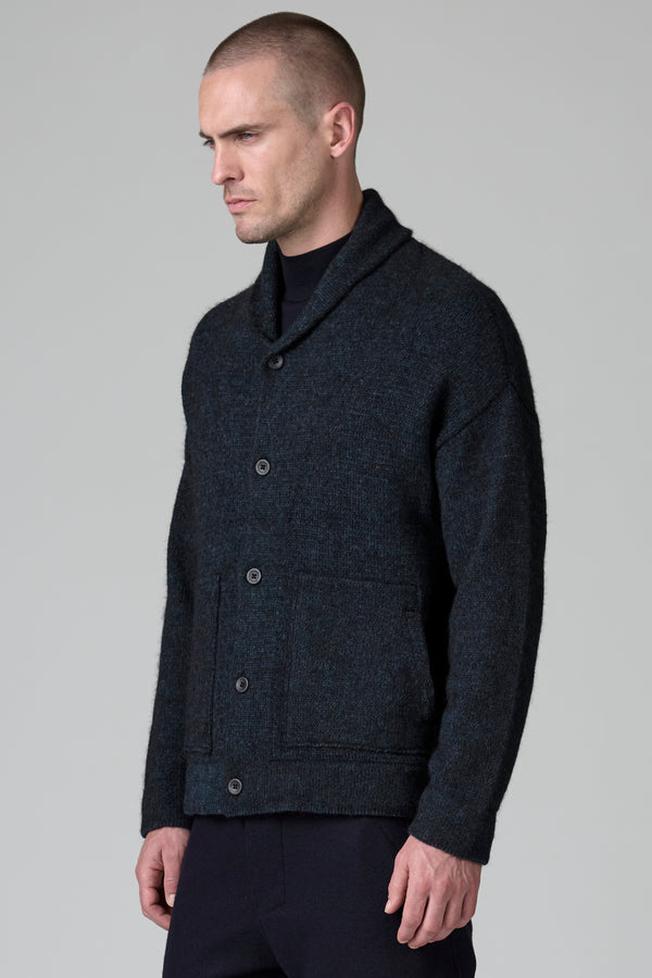 Wool and alpaca vanisé cardigan with shawl collar | 1016.CFUTRB19543.U308