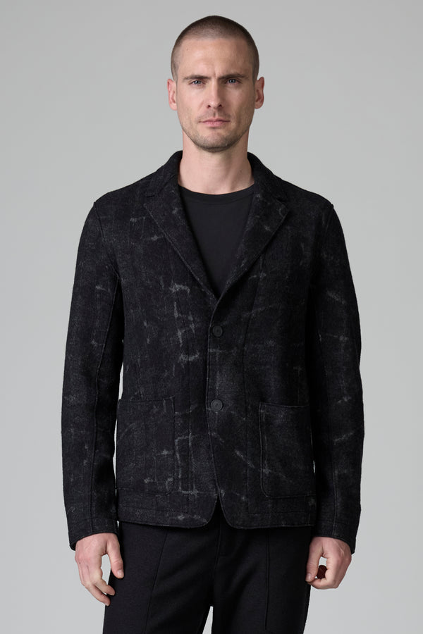 Veste coupe droite en jacquard de laine vierge et viscose | 1016.CFUTRB21561.U310