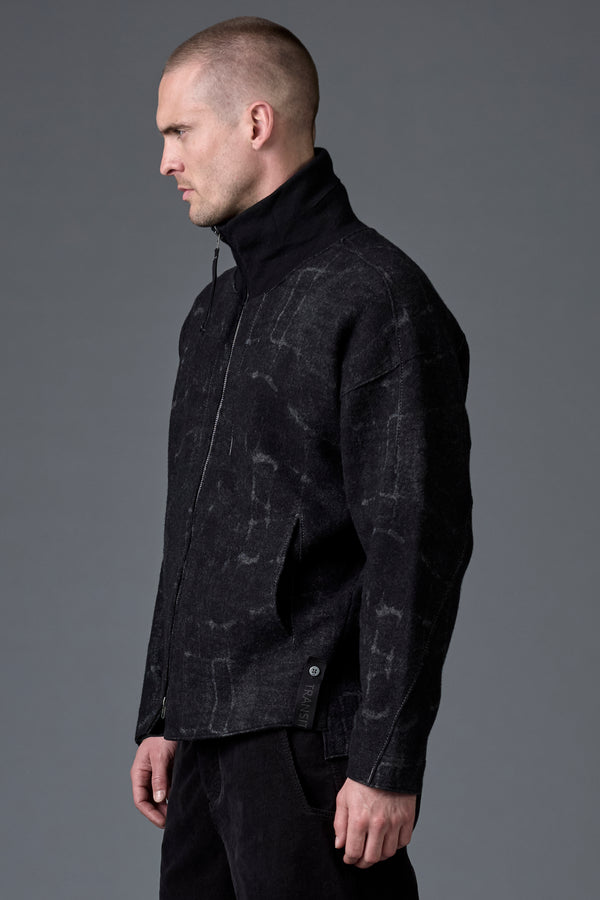 Giubbino oversize zippato in jacquard di lana vergine e viscosa | 1016.CFUTRB21562.U310