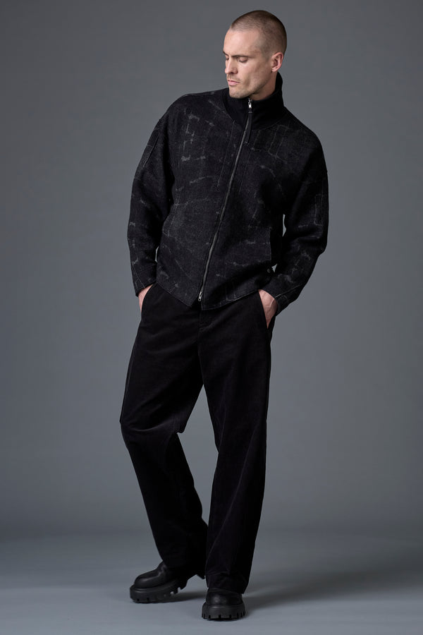 Giubbino oversize zippato in jacquard di lana vergine e viscosa | 1016.CFUTRB21562.U310