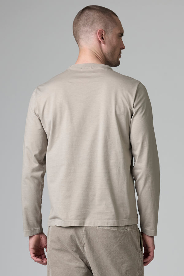 T-shirt ras-de-cou coupe droite à manches longues en jersey de coton Supima avec encolure en maille | 1016.CFUTRB2371.U02