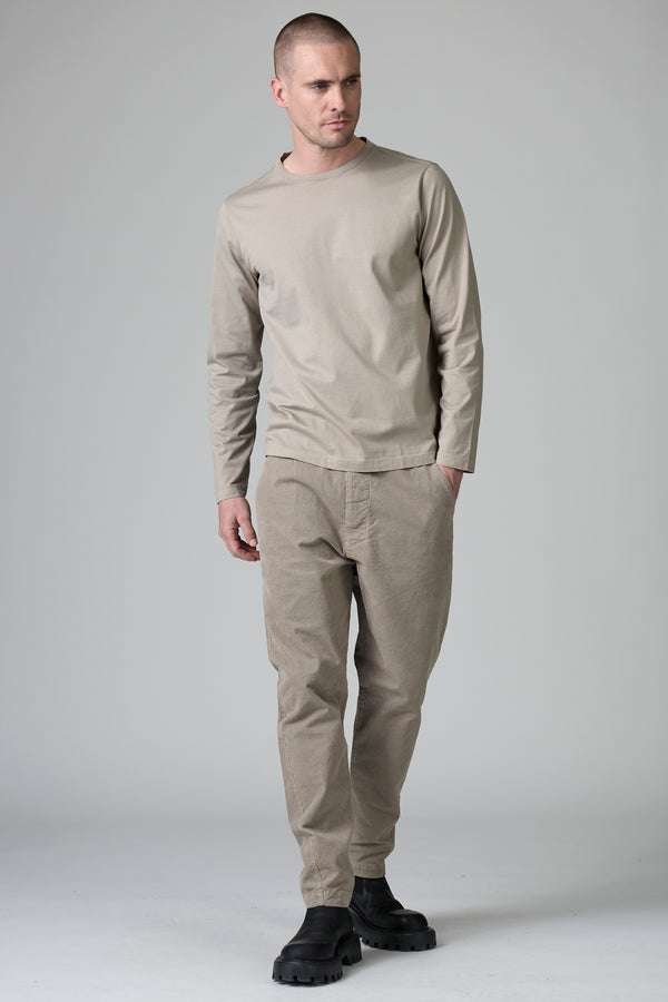 Long-sleeved regular fit round-neck T-shirt in Supima cotton jersey with knitted collar | 1016.CFUTRB2371.U02