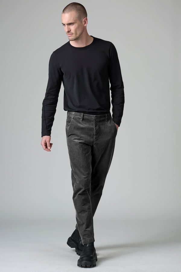 Cold-dyed regular fit chino trousers in pixel effect velour | 1016.CFUTRBC120E.U212
